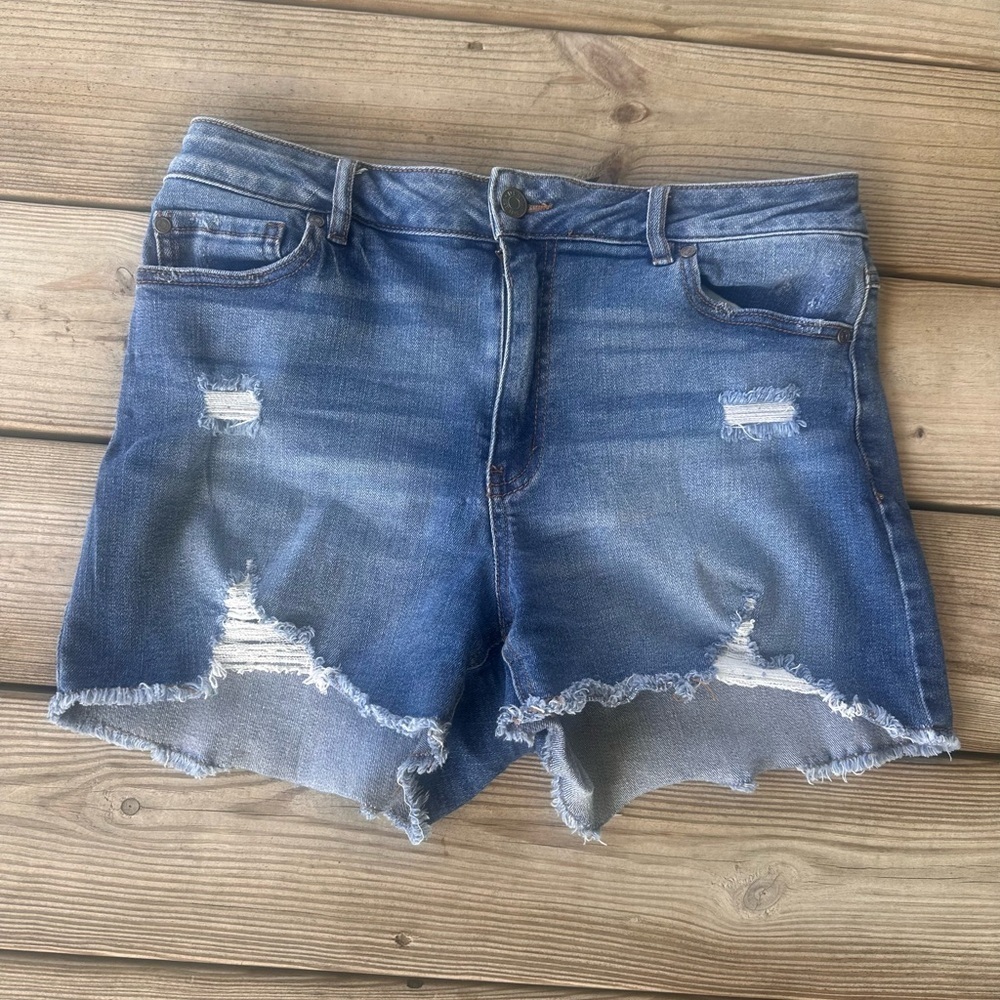 Women’s Blue Distressed stretch Denim Jean Shorts